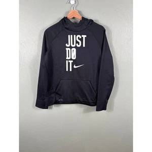 Nike Just Do It Size XL KIDS Black Dri Fit Athletic Performance Hoodie Sweater - Picture 1 of 10