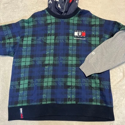 A BATHING APE Tommy Green Blue Check Hoodie Casual Oversize M - Image 1 of 4