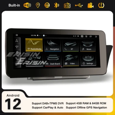 10.25" IPS Android 13 Car Stereo CarPlay 64G BT5 WiFi DAB+ GPS For Audi A4/A5/B8 - Image 1 of 4