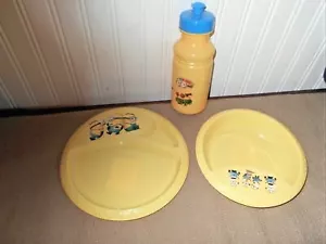 New 3 Pc Hard Plastic Set Minions Despicable Me Yellow Plate Bowl Water Bottle - Picture 1 of 4