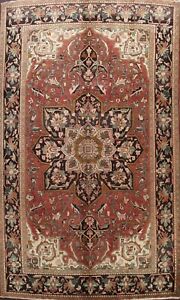 Vintage Medallion Handmade Heriz Area Rug Wool Geometric Oriental Carpet 8'x11'