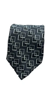Corbata de seda Giorgio Armani blanca y negra geométrica hecha en Italia para hombre - Imagen 1 de 5