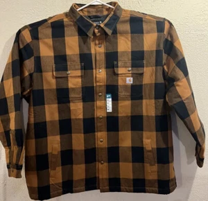 Carrhart Mens Shirt Jacket 4XL Relaxed Fit Flannel Sherpa Lined Long Sleeves NEW - Picture 1 of 10