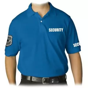 NEW MEN'S EMBROIDERY PATCH SECURITY GUARD UNIFORM ROYAL BLUE POLO SHIRT ALL SIZE - Picture 1 of 3