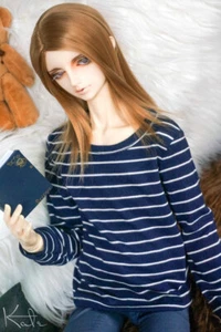 Peluca de pelo de muñeca 1/3 8-9-10" 20-22 cm Pullip Bjd mediana larga dorada castaño rojizo hierro permanente - Imagen 1 de 2