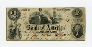 1858 $2 The Bank of America - Providence, RHODE ISLAND Note - Picture 1 of 2