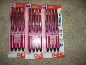 12 Pentel EnerGel RTX Gelstifte MITTEL 0,7 mm SCHWARZ Tinte FLÜSSIG BCRF STIFT KREBS PINK - Bild 1 von 2