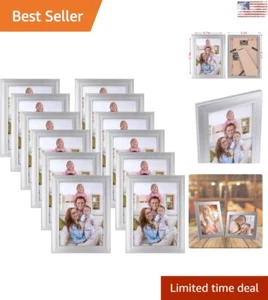 Versatile Modern 5x7 Picture Frame Silver Set of 12 - Sleek Glossy Finish - Picture 1 of 9