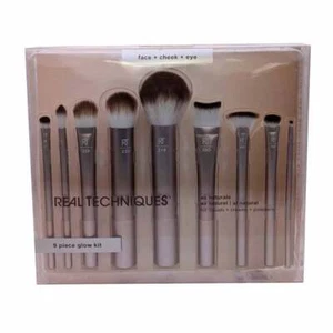 REAL RT4266 TECHNIQUES Naturale 9 Piece Set Makeup Brush Kit Foundation Powders - Picture 1 of 9