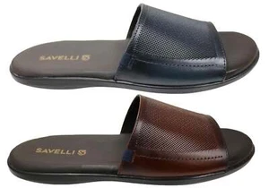 Savelli Pete Mens Comfortable Leather Slides Sandals Made In Brazil - Picture 1 of 12