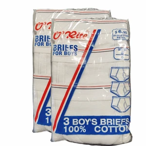 6 New Vintage Boys Briefs, Quality Soft 100% All Natural Cotton Solid White - Picture 1 of 11