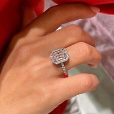 Emerald Cut 4.50 Carat Moissanite Engagement Ring Solid 14k White Gold All Sizes
