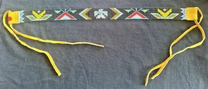 1960's Seed Beaded Hat Band with Leather Great Condition - Picture 1 of 10