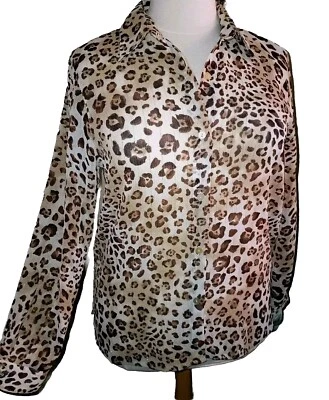 Top ALFRED DUNNER Mujer 16 Georgette Animal Metálico Marrón Manga Larga Nuevo con Etiquetas  Foto 1 de 4