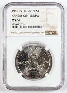 1961 Kansas Statehood So Called Dollar Kansas Centennial NGC MS66 - Picture 1 of 3