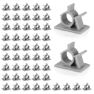 Grey Cable Clips 50 Pack Self Adhesive Cord Holders Reusable Cords Wrap Adjus... - Image 1 of 4