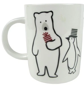 Crate And Barrel Polar Bear & Penguin Arctic Friends 12oz Coffee Mug Christmas - Picture 1 of 6