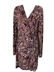 Michael Kors Sz 6 Faux Wrap Dress Stretch Jersey Draped Zip Front V-Neck Sexy - Picture 1 of 10