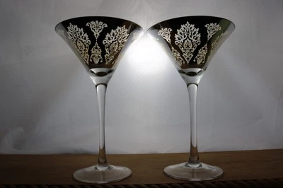 Juego de 2 vasos Martini Artland Brocado Silver acabado espejo Foto 1 de 4