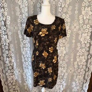 Vintage S.Roberts Multicolor Floral Print Side Tie Shift Darted Dress Size 8 90s - Picture 1 of 20