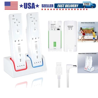 Smart LED Charging Station for 2 Pack 2800mAh Wii Remote Batteries & USB Cable - Image 1 of 4