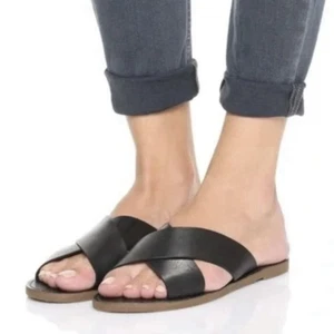 Madewell Leather Crisscross Black Leather Flat Casual Sandal E7799 Size 6.5 - Picture 1 of 10