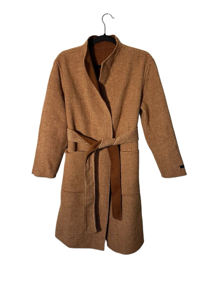 Chaqueta con cinturón Zio by Songzio 66 (mediana) marrón pata de gallo mezcla de lana Foto 1 de 4