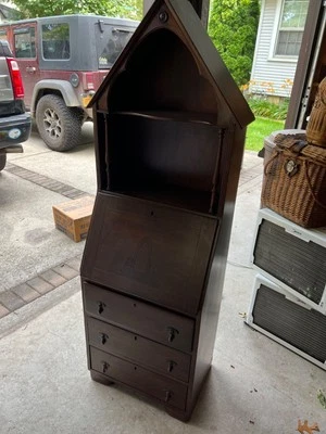 Antiguo escritorio de secretaria frontal drop Foto 1 de 4