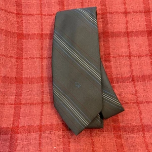Corbata Christian Dior Nueva York París 56”x 3” Seda Italia EE. UU. Rayas Marrón - Imagen 1 de 6