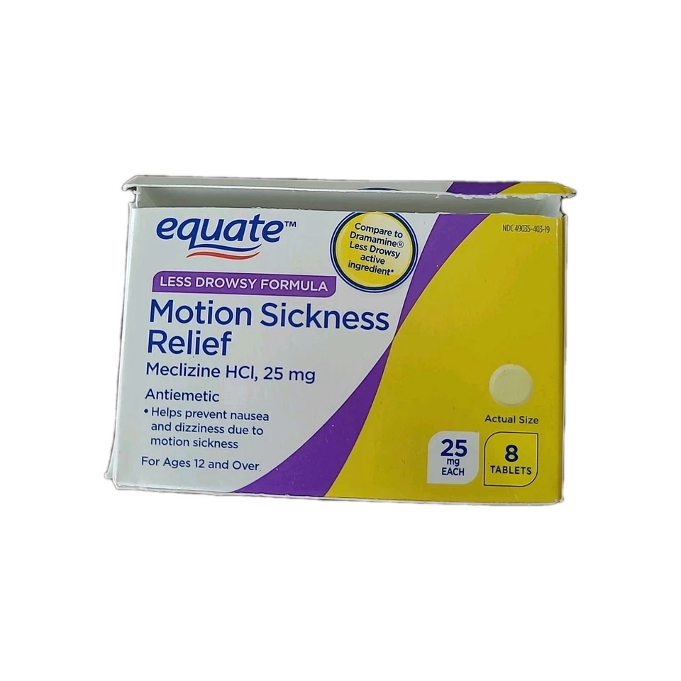 Fórmula sonolenta Equate Motion alívio da doença 8ct Leas validade 07/2027 caixa danificada - Imagem 1 de 1