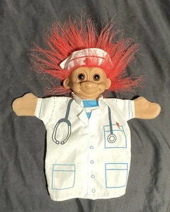 Vintage 90s Russ Troll Doctor Nurse Hand Puppet 10 inch Doll Red Hair - Picture 1 of 4