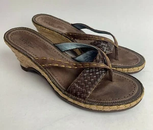 Indigo by Clarks Braided Leather Espadrille Slip on Sandal Heels sz 10M (S1886) - Picture 1 of 9