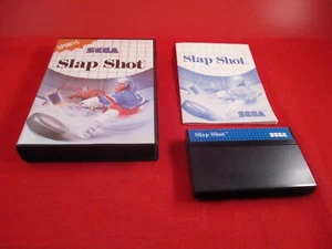 Slap Shot (Sega Master System 1990) COMPLETE Box manual *blue label game* WORKS - Picture 1 of 3