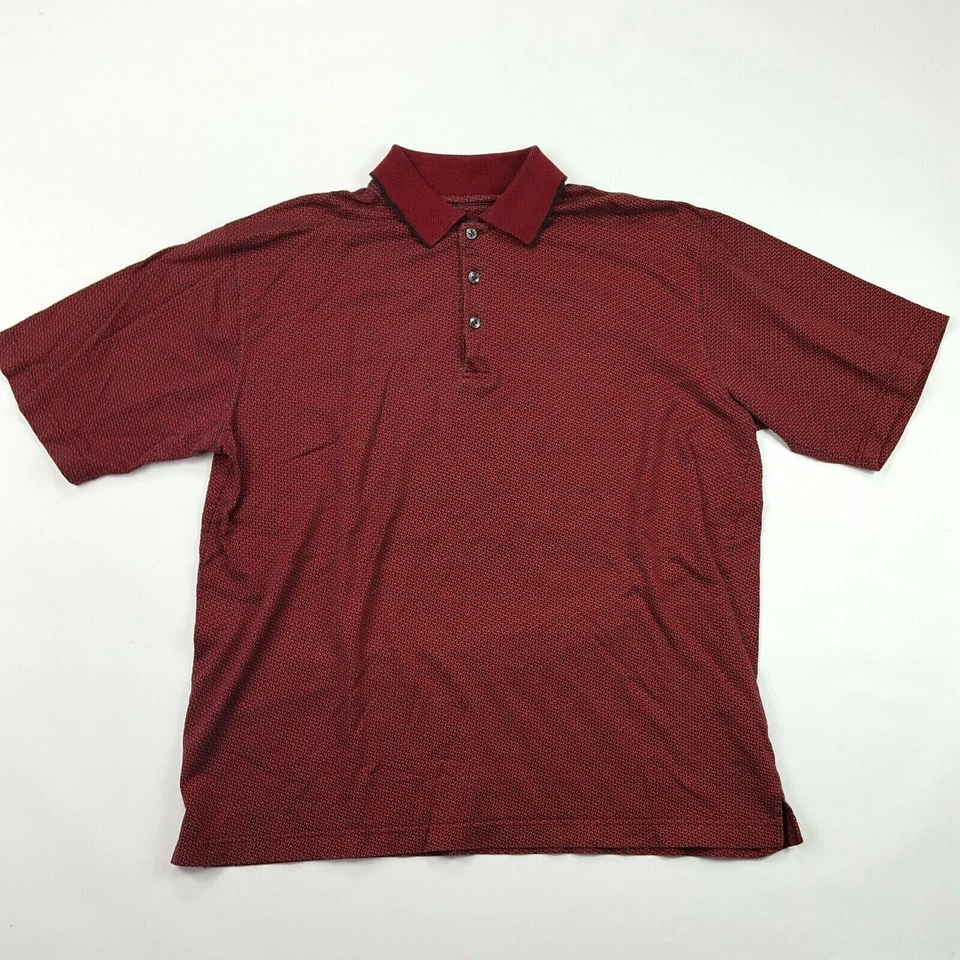 Camisa Polo Tundra Roja Geométrica Para Hombres Grande Canadá Manga Corta Cuello  Foto 1 de 4