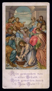 antico santino cromo-holy card L'ULTIMA CENA, LA LAVANDA DEI PIEDI - Imagen 1 de 1