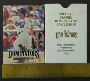 1994 Donruss Dominators Jumbo Juan Gonzalez 6 Home Runs Box Topper SN 7438/10000