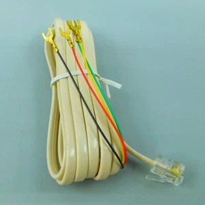 Vintage Telephone Line Cord -Color Tan- Spade to Modular - Tenma 36-070 (QTY 2) - Picture 1 of 6