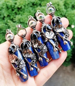 5 piezas Colgantes facetados de piedra de obsidiana lapislázuli chakra Reiki Sanación Energía amuleto - Imagen 1 de 1