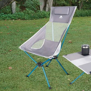 Ultralight Packable High Back Polyester Camping Chair Gray Folding Fishing Chair - Picture 1 of 9