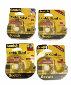 Scotch Double Sided Tape Permanent 1/2 in x 450 (12.5 YD)  Lot of 4 NEW 3M - Picture 1 of 5