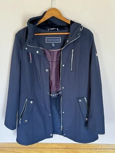 Tommy Hilfiger Softshelljacke dunkelblau Velboa gefüttert Kapuze Damen Größe L - Bild 1 von 6