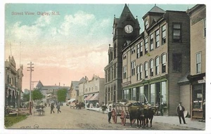 Digby Nueva Escocia Postal Street View Bueyes Ciudad Reloj Bueyes y Carro Circa 1909 - Imagen 1 de 3