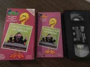 SESAME STREET LEARNING TO ADD AND SUBTRACT VHS + ACTIVITY BOOK TIME LIFE 1987 CO - Picture 1 of 2