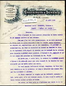facture ancienne. Dax . Landes .vins " Castaingts & Sansac " 1913 - Bild 1 von 2
