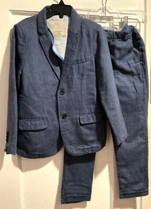 Zara boys Blue Summer Suit 2 Piece Jacket Sz 7 Pants w/adjustable waist Sz 7 - Picture 1 of 6