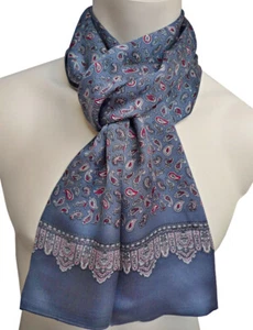 hochwertiger Herren Seidenschal Herrenschal Paisley grau rot rosa  Schal 1317 - Bild 1 von 4