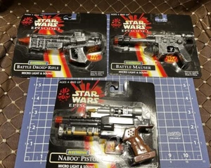 3er Set Star Wars Episode I Electronic Micro Light Sound Blasters 1999 Hasbro - Bild 1 von 12