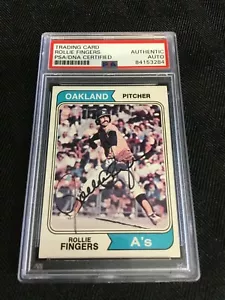 1974 TOPPS 212 ROLLIE FINGERS HOF SIGNED PSA/DNA AUTO AUTOGRAPH - Picture 1 of 3