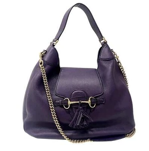 GUCCI Emily Purple Leather Chain Strap Shoulder Bag - Picture 1 of 19
