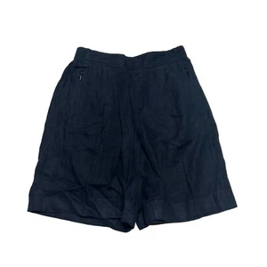 Athleta Playa Linen Bermuda Shorts Womens Size 6 Black Zipper Pocket Stretch - Picture 1 of 9